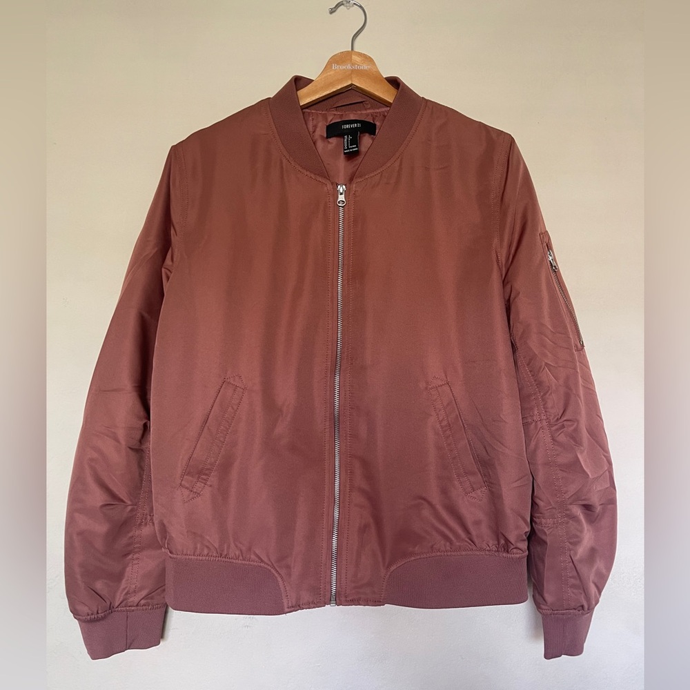 FOREVER 21 Bomber Jacket Orange Size L